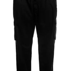 PLAIN DYED CARGO TROUSERS BLACK